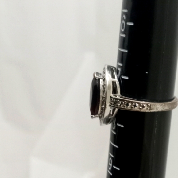 Nevada Sliver Vintage Burmese Marquise Garnet & Diamond Ring - Size: 7 - 7.5 - Picture 3 of 16
